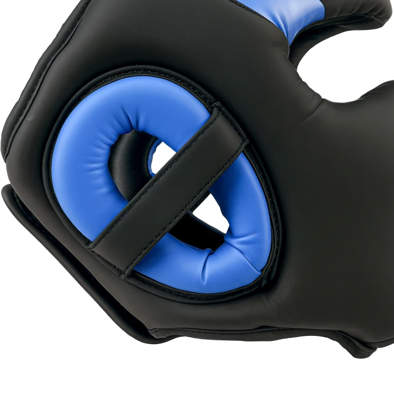 SPORTNOW Boxing Headguard w/ Adjustable Strap for Sparring, Kickboxing, MMA, Blue/Black