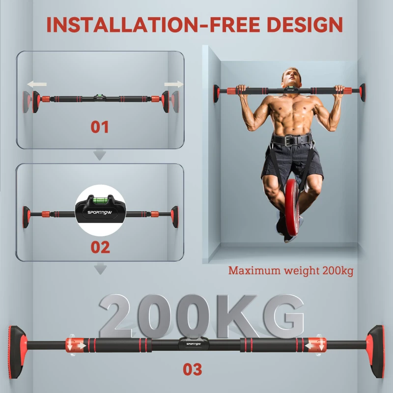 SPORTNOW Pull Up Bar, for 70-90 cm Doorways, No Screws, Maximum load 200 kg