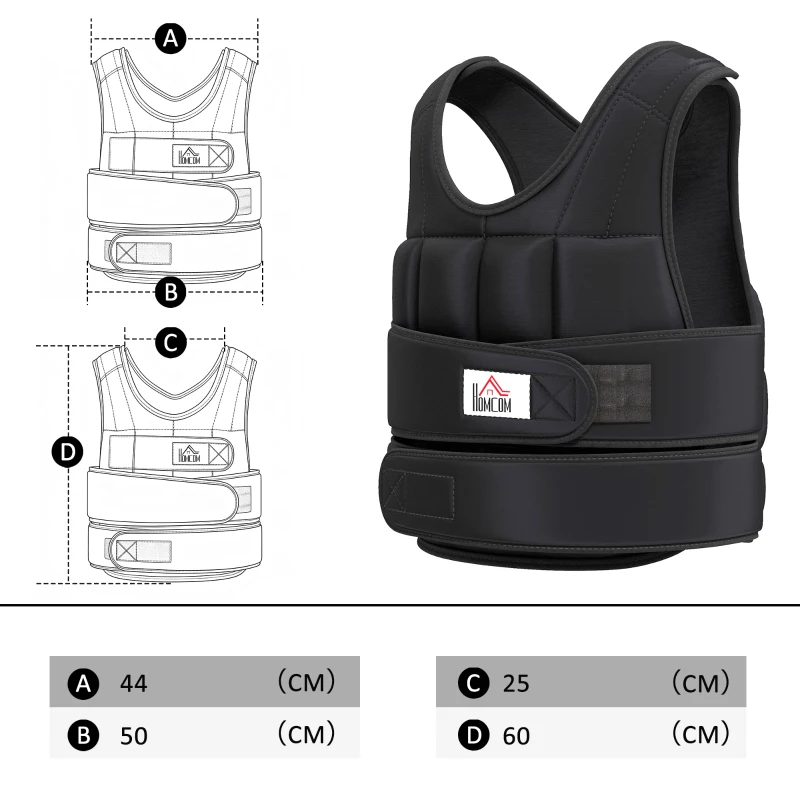 HOMCOM 20KG Adjustable Weight Vest, Black