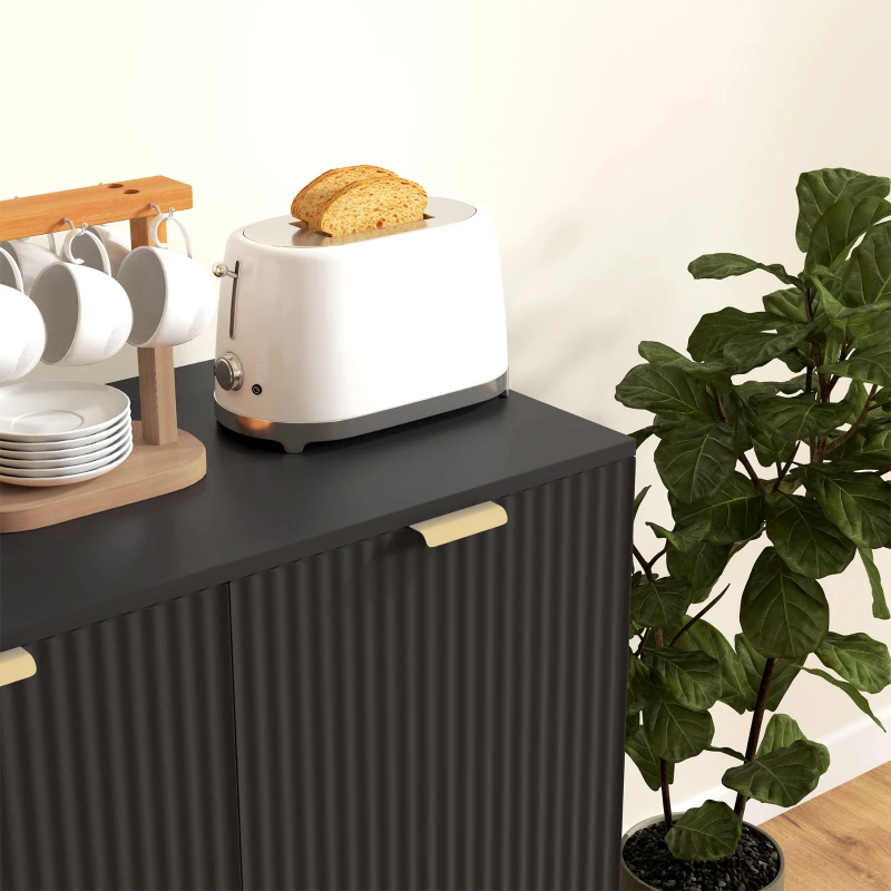 HOMCOM Credenza Moderna con 2 Ante e Ripiano Regolabile, Mobile Buffet per Cucina e Soggiorno con Gambe in Metallo, Nero