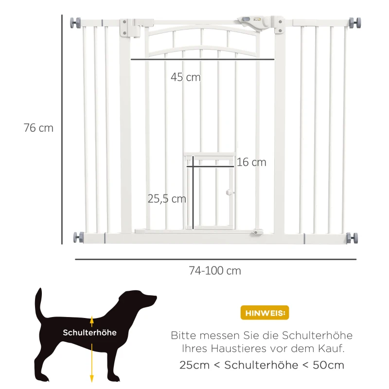 PawHut Hondentraphek, automatisch sluiten, eenvoudige bediening, 100 cm x 4 cm x 76 cm, Wit