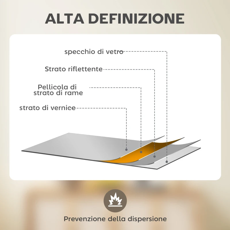 HOMCOM Specchio Moderno Stile Finestra, Specchiera da Camera e Soggiorno con Montaggio Verticale e Orizzontale, 70x50cm, Nero