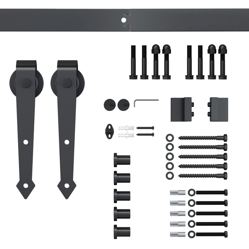 HOMCOM Kit Binario per Porta Scorrevole Singola Stile Rustico in Acciaio al Carbonio, Marrone