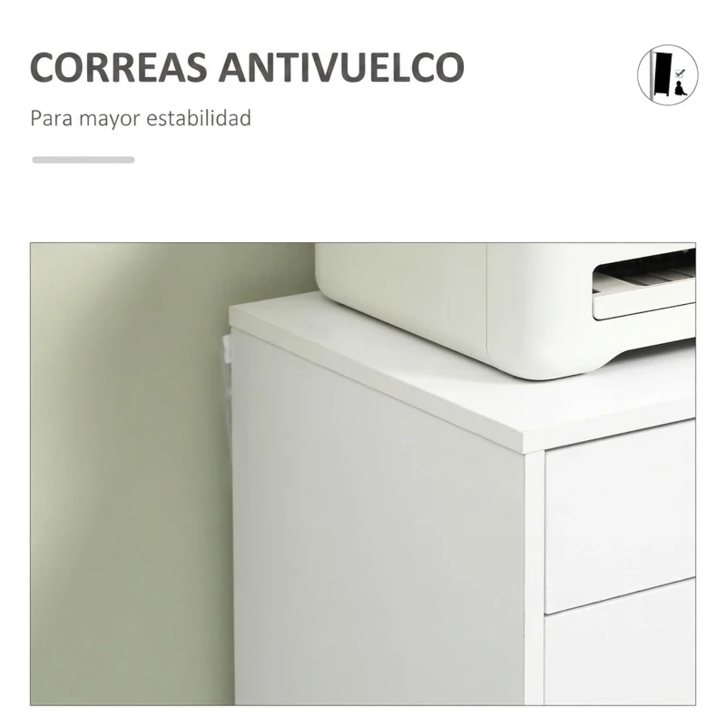 Vinsetto Cajonera de Escritorio con 7 Cajones y Ruedas Archivador Vertical para Estudio Salón 47,5x39,5x90 cm Blanco