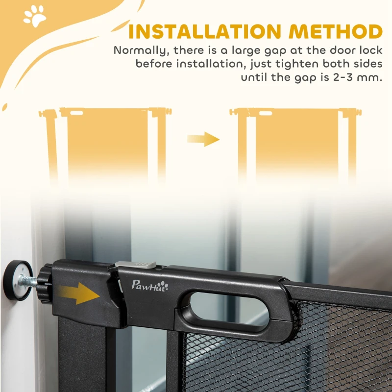 PawHut Dog Safety Gate, for Hallways, Staircases, Doors w/ Automatic Closing Door - Black