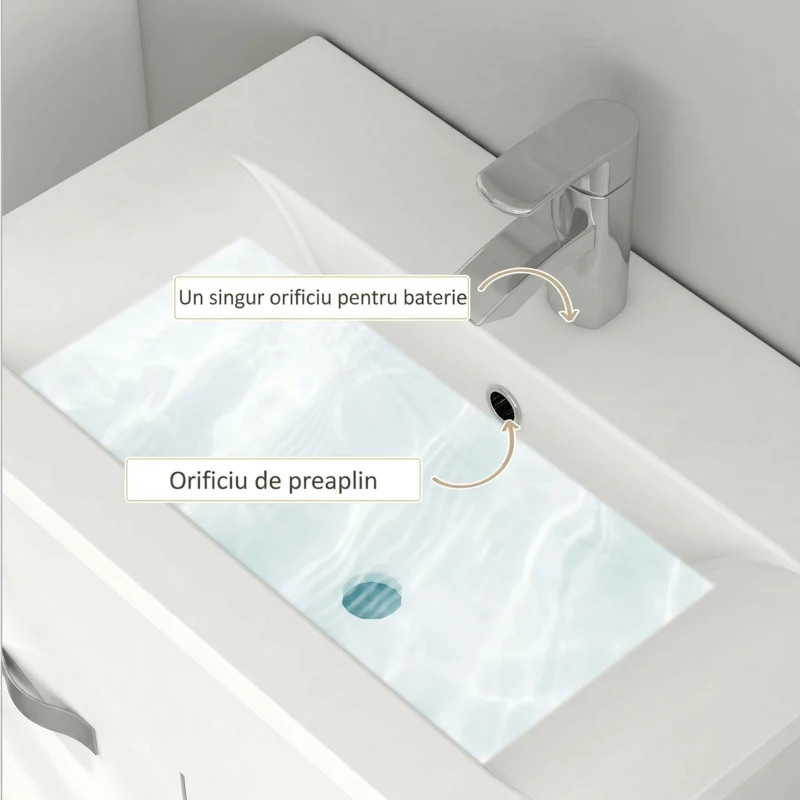 kleankin Dulap Suspendat pentru Baie cu Lavoar, Dulap cu 2 Uși și Balamale cu Amortizare, 61x40x50cm, Alb Lucios