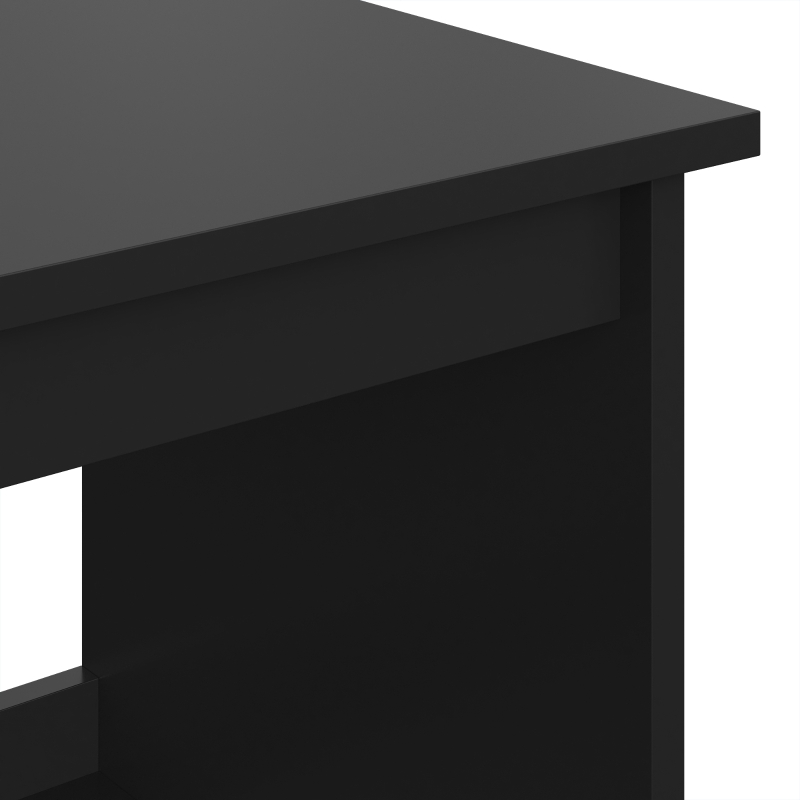 HOMCOM Mesa de costura plegable mueble de costura con tablero abatible, compartimentos de almacenamiento, estantería abierta y ruedas, negro