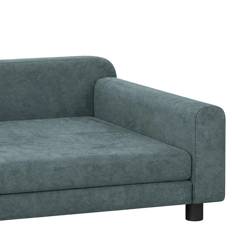 PawHut Sofá para Perro Cama para Perro Cojín Desenfundable Lavable Respaldo Alto Brazos Terciopelo 101x66x34,5cm Gris