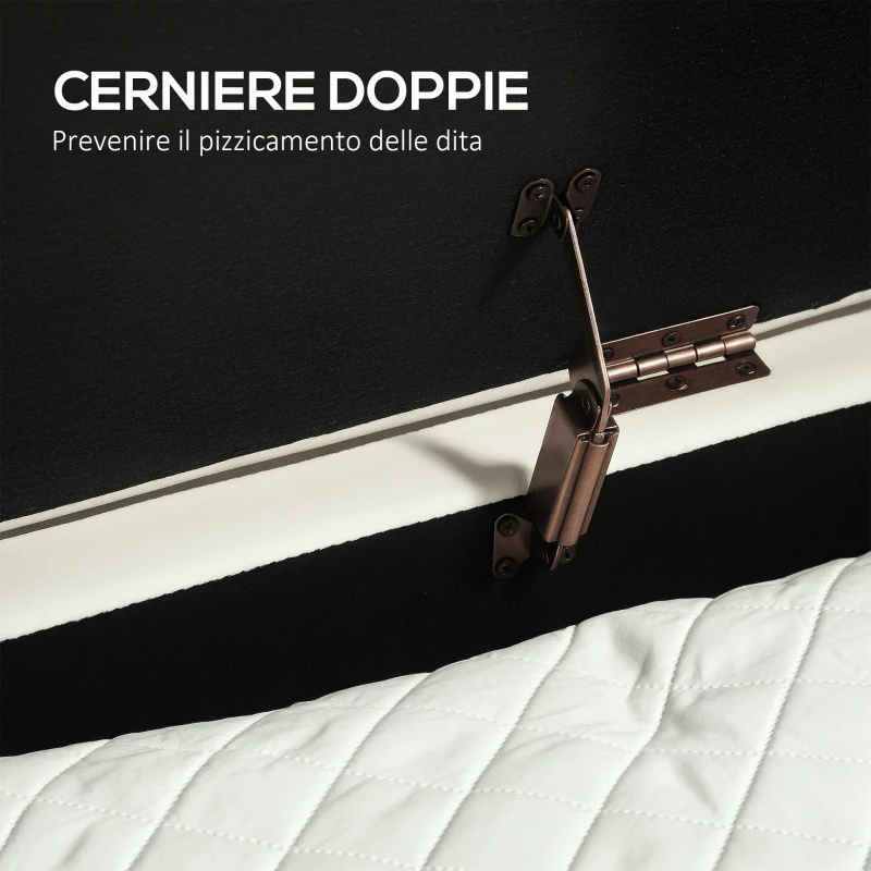 HOMCOM Panca Contenitore Ovale da 72L con Coperchio Sollevabile, in Tessuto Vellutato e Legno, 107x42x45.5 cm, Crema