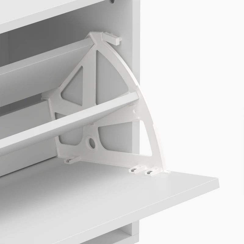 HOMCOM Schoenenkast met 2 kleppen, wandhangende schoenenkast met bovenblad, smalle schoenenopberger voor 6 paar, 70 x 30 x 43 cm, wit