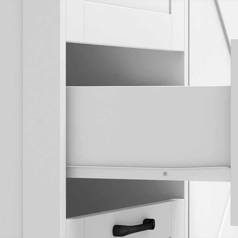 HOMCOM Aparador de Cozinha, Móvel de Arrumação com 3 Gavetas, 2 Portas Estilo Celeiro, Tampo e Compartimento Aberto, Branco