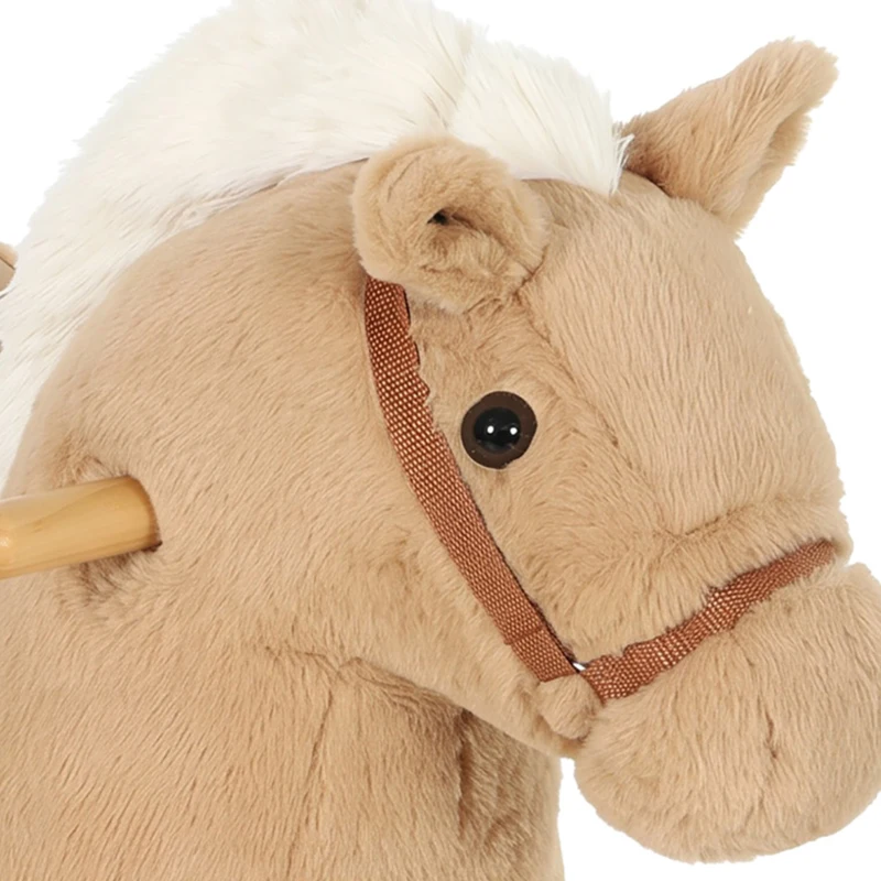 AIYAPLAY Cavalo de Baloiço para Bebé com Sons de Galope e Relinchos, Base de Madeira e Cinto de Segurança, 18-36 Meses, Castanho