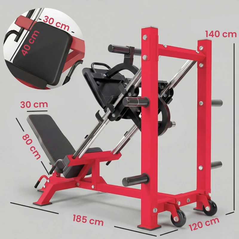 SPORTNOW Leg Press Machine with Wheels and Calf Block, Adjustable Squat Machine for Home Gym, 455KG Capacity
