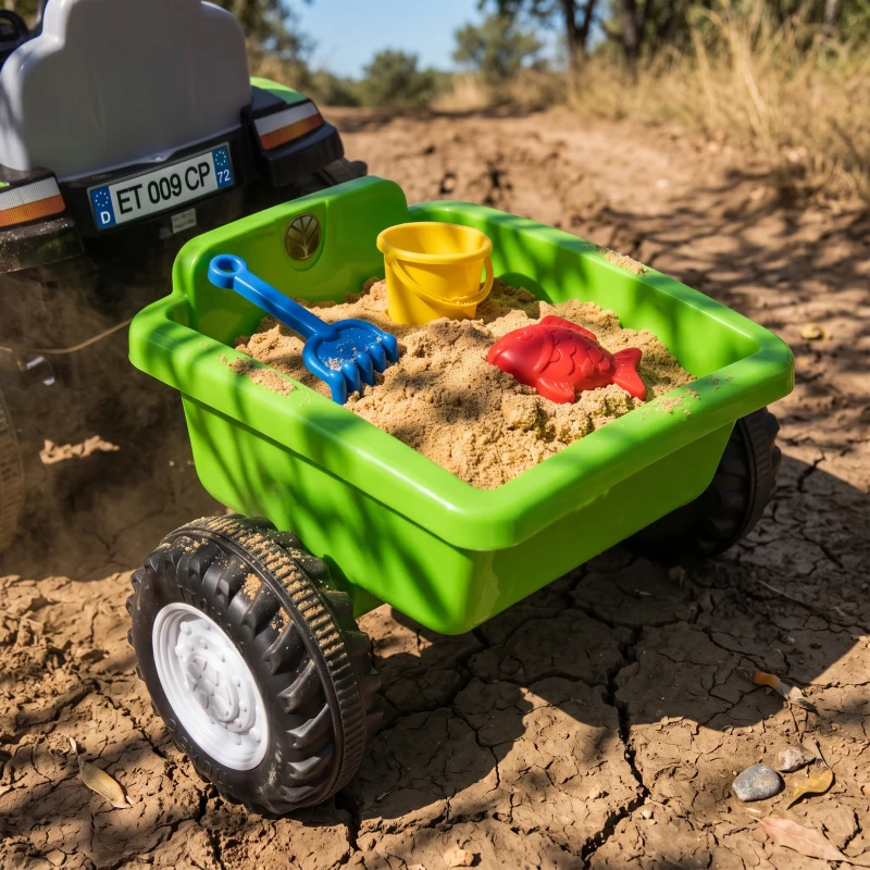 AIYAPLAY Tractor Eléctrico para Niños con Remolque Desmontable 6V Luces Música Claxon Pedal para Niños 1-3 Años 2,5 km/h Verde