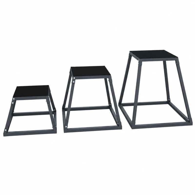 SPORTNOW Set 3 cutii pliometrice 30,5/45,8/61 cm, cutii plyo stivuibile din oțel până la 200 kg