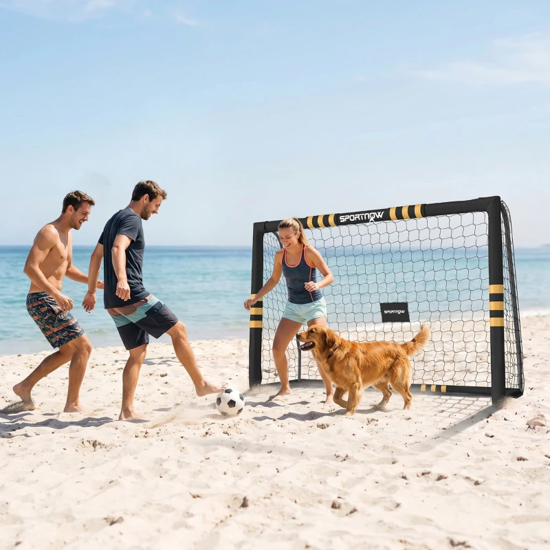 SPORTNOW Poartă de Fotbal Portabilă 240x85x160 cm cu Căptușeală din EPE, Alb