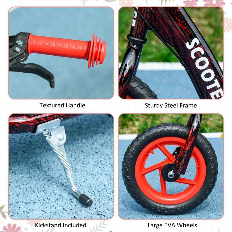 AIYAPLAY Kids Scooter with Adjustable Handlebar, Children's Kick Scooter with Non-slip Footplate, Rear Brake, Kickstand, Red