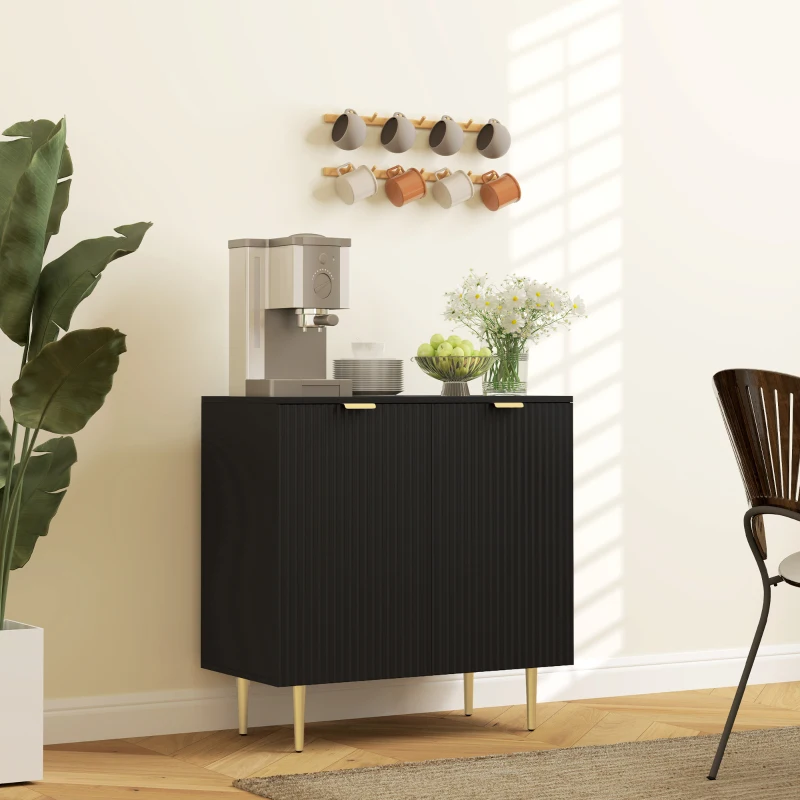HOMCOM Credenza Moderna con 2 Ante e Ripiano Regolabile, Mobile Buffet per Cucina e Soggiorno con Gambe in Metallo, Nero