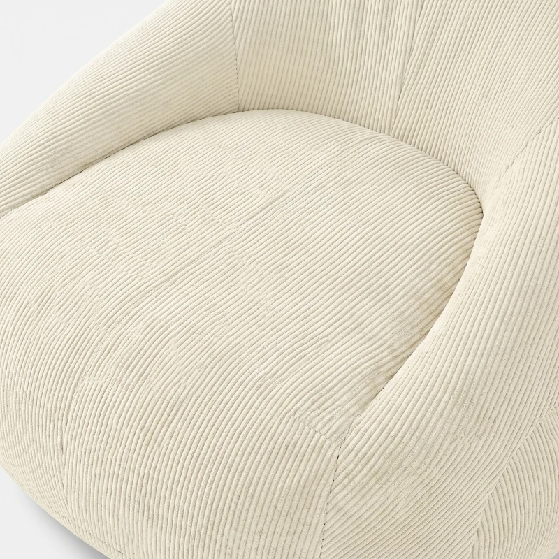 HOMCOM Puf para Adultos en Terciopelo Acanalado, Acolchado en Espuma, Forma Envolvente, Sin Montaje, 114x121x60cm, Crema