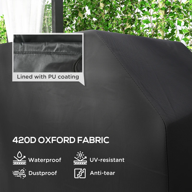 Outsunny 147 x 61cm Plastic Coated Protective Grill Cover - Black