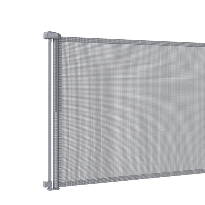 PawHut Retractable Dog Gate, Extends to 300 cm Wide & 104 cm Tall, Mesh Pet Gate Single Hand Operation, for Stairs Doorways