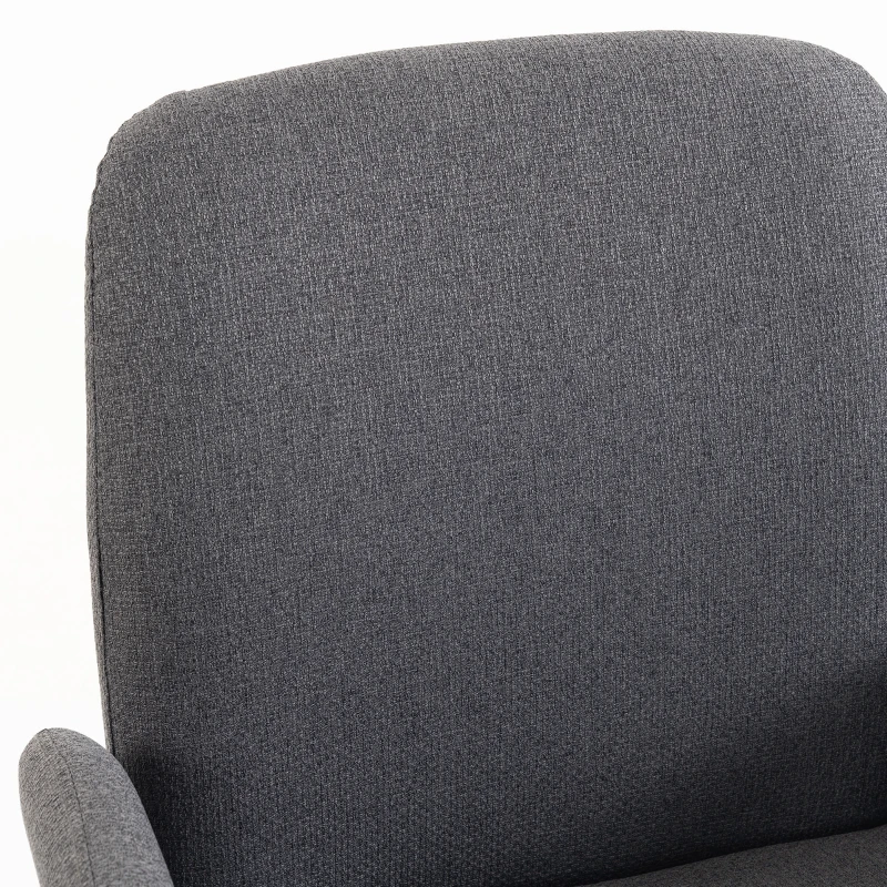 HOMCOM Swivel Accent Chair, Upholstered Linen-Look Armchair with Curved Backrest, Wrapped Armrests for Living Room, Grey