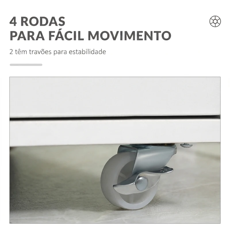 Vinsetto Gaveteiro de Escritório com 7 Gavetas e Rodas, Arquivo Vertical, 47,5x39,5x90 cm, Branco