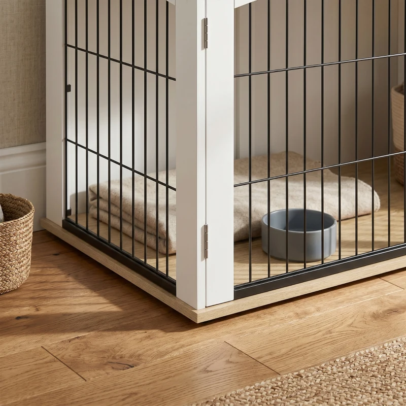PawHut Dog Crate Furniture, Indoor Dog Cage with Double Doors for Large Breeds, Pet Kennel End Side Table