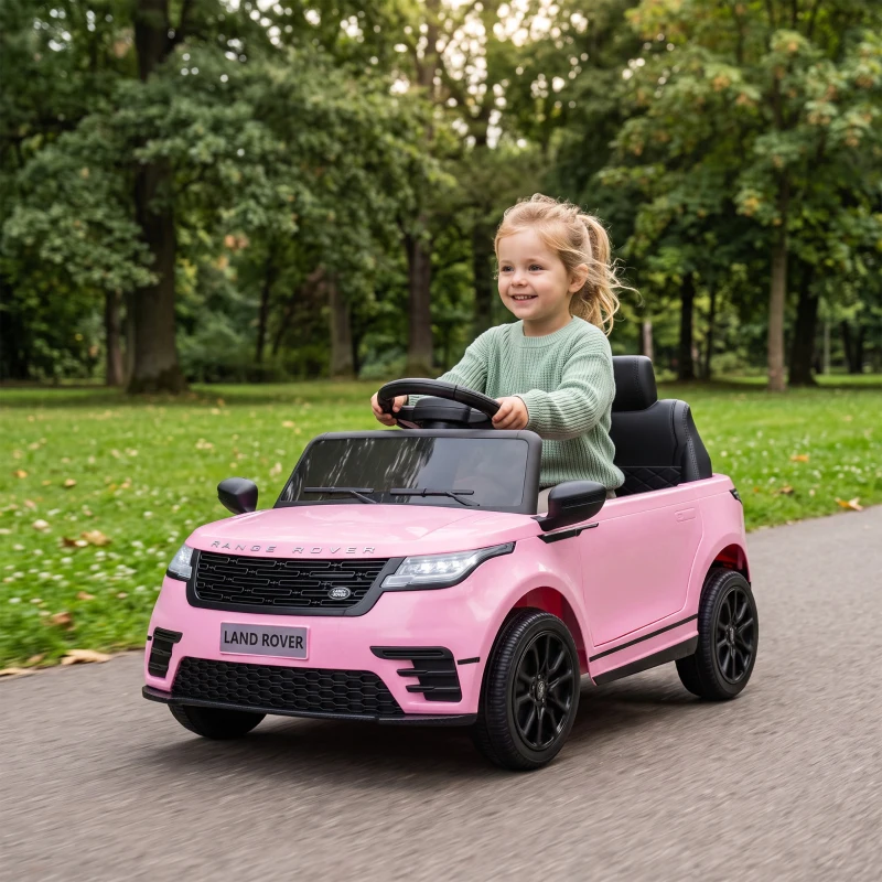 AIYAPLAY Range Rover Velar Licensed 12V Electric Car for Kids with Remote, 4-Wheel Suspension, Slow Start for 2-4 Years, Pink