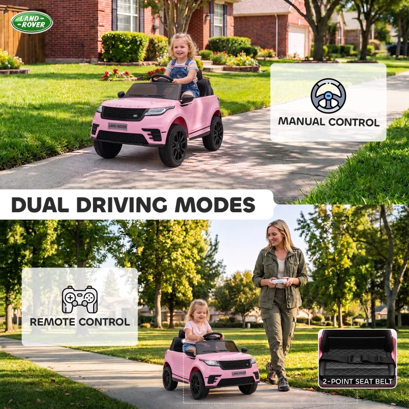 AIYAPLAY Range Rover Velar Licensed 12V Electric Car for Kids with Remote, 4-Wheel Suspension, Slow Start for 2-4 Years, Pink