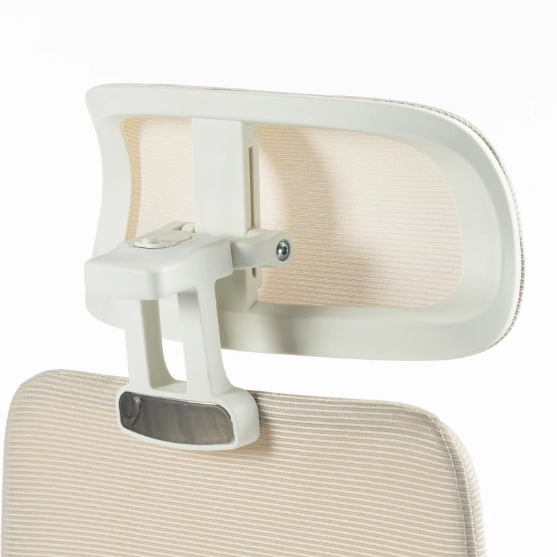 HOMCOM Chaise Bureau Ergonomique, Fauteuil Bureau en Maille, Soutien Lombaire à Mémoire de Forme, Accoudoirs Réglables, Beige
