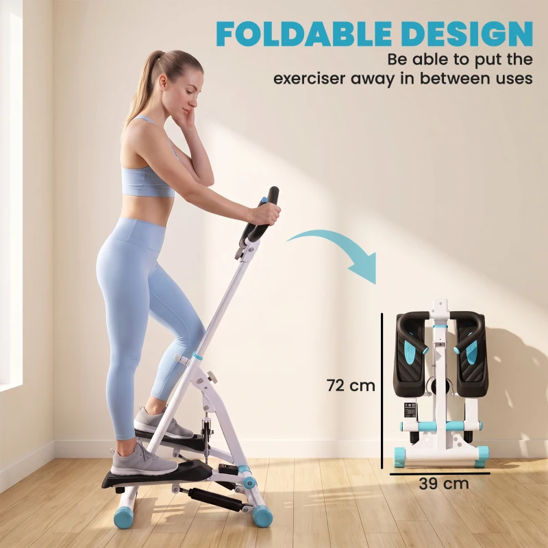 HOMCOM Stepper w/ Handle Hand Grip Workout Fitness Machine For Fitness Aerobic Exercise Home Gym White