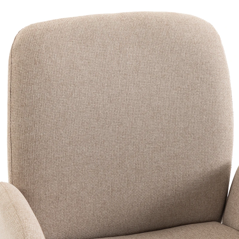 HOMCOM Swivel Accent Chair, Upholstered Linen-Look Armchair with Curved Backrest, Wrapped Armrests for Living Room, Light Brown