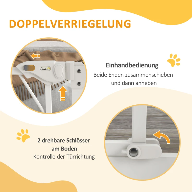PawHut Veiligheidshekje Traphekje Afscheidingshek Hondenhek, 100 cm x 4 cm x 76 cm, Wit