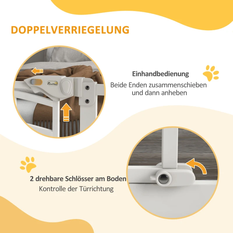 PawHut Hondentraphek, automatisch sluiten, eenvoudige bediening, 100 cm x 4 cm x 76 cm, Wit