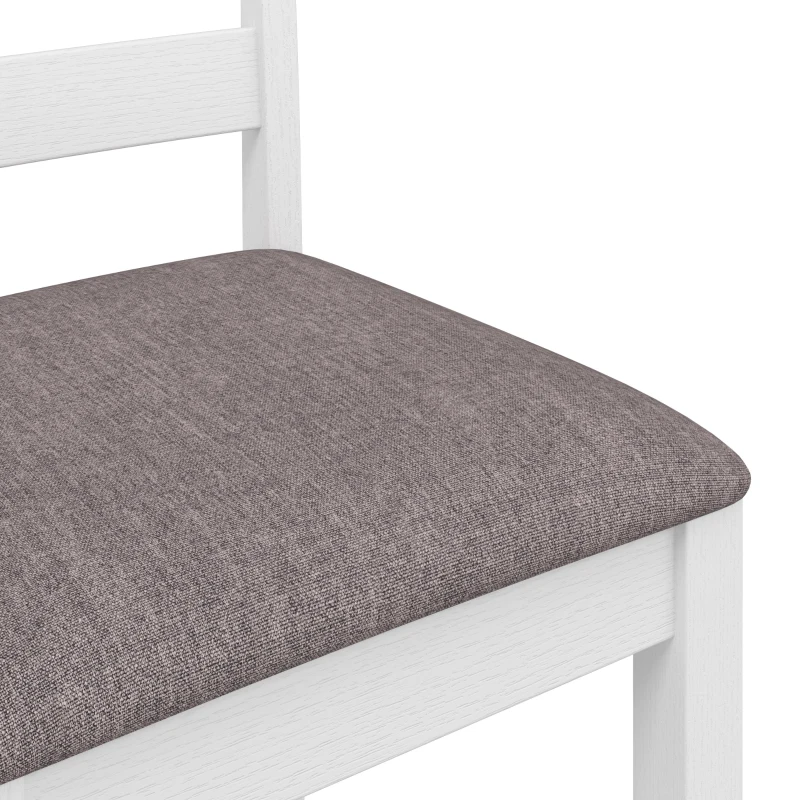 HOMCOM Conjunto de 2 Bancos de Bar, Cadeiras de Bar em Madeira Maciça com Assento Acolchoado Efeito Linho e Encosto, Branco e Castanho