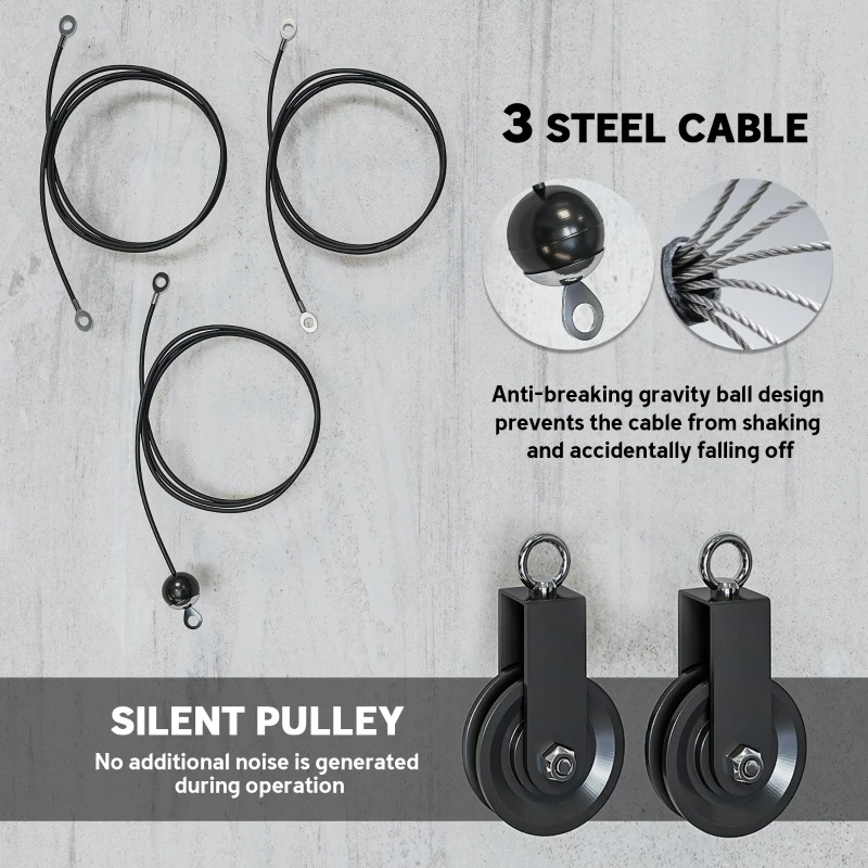 SPORTNOW Weight Pulley System, Cable Pulley System for Home Gym, Cable Machine LAT Pull Down Attachment for Biceps Curl, Tricep, Arm Workouts