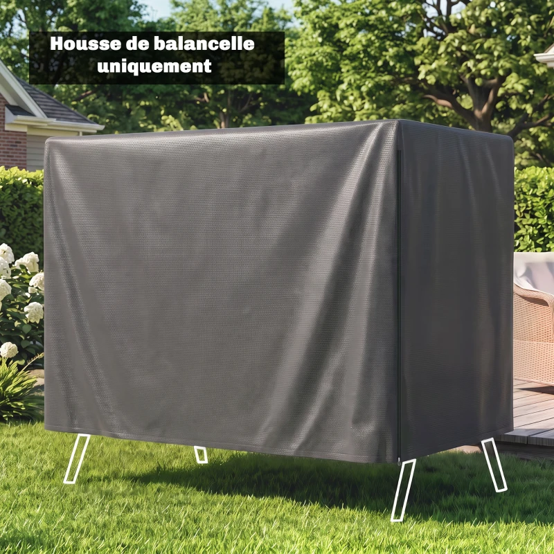 Outsunny Housse de protection pour balancelle de jardin 3 places, toile PE imperméable, anti-poussière, 215x155x150cm, gris foncé