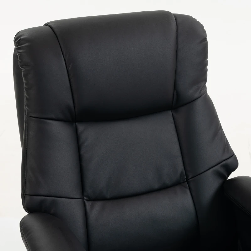 HOMCOM Sillón Relax con Reposapiés, Sillón de Relax Reclinable en PU, Giratorio 360°, Función Balanceo, Negro