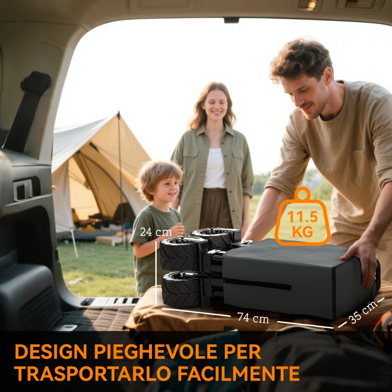 Outsunny Carrello da Giardino Carico max 70kg con Maniglia Telescopica, in Metallo e Tessuto Oxford, 108x55 cm, Grigio