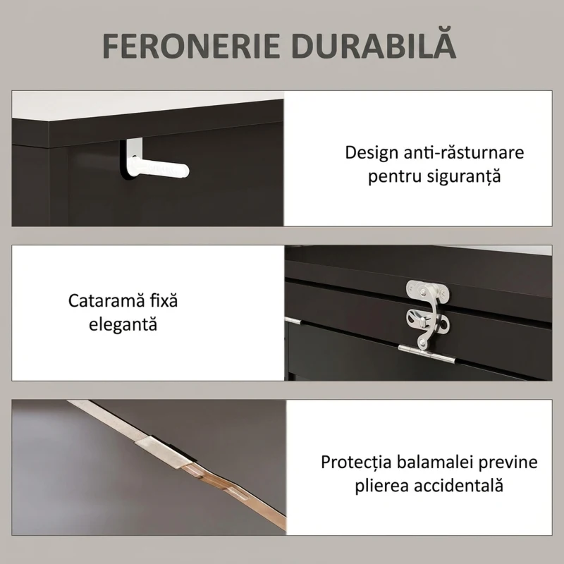HOMCOM Birou Modern Pliabil cu Bibliotecă și Tablă, din Lemn și Metal, 98x51x153 cm, Maro