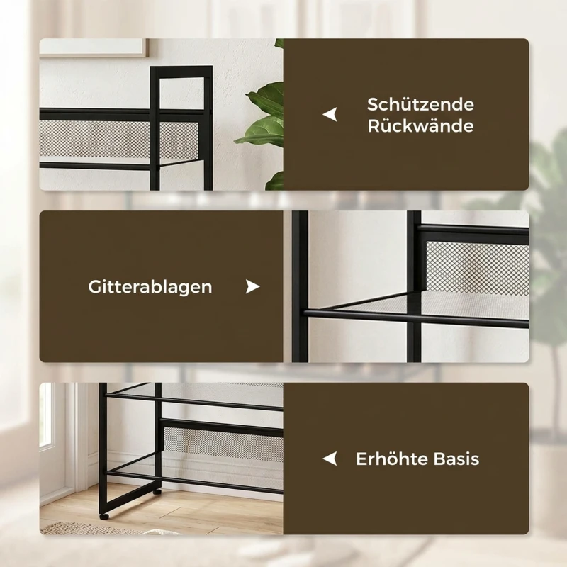 HOMCOM Schoenenrek met 4 planken, 72 x 30 x 82,7 cm, zwart
