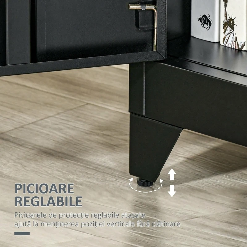 HOMCOM Dulapior Multifunctional cu 2 Usi Stil Industrial, Dulapior Metalic pentru Casa si Garaj - Gri
