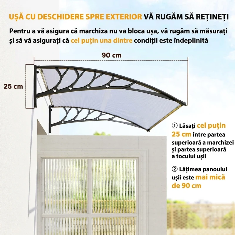 Outsunny Copertina Exterior Curbata – Cu Panouri din Policarbonat