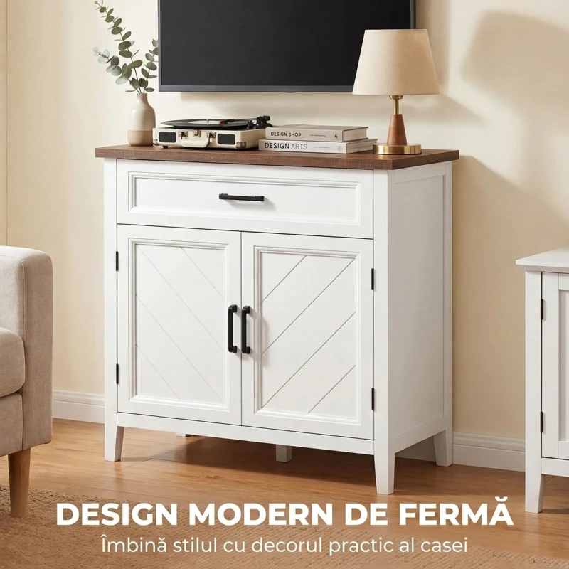 HOMCOM Comodă Mică Dulap Sertar Compact, MDF, 76 x 35 x 80 cm, Alb