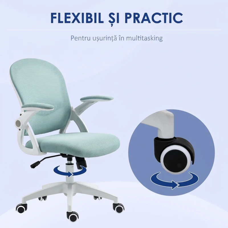 Vinsetto Scaun de Birou Ergonomic cu Spătar din Plasă și Înălțime Reglabilă, 65.5x61.5x88-97.5 cm, Albastru