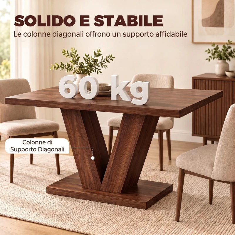 HOMCOM Tavolo da Pranzo Rettangolare per 4 Persone, 120x80 cm, Noce