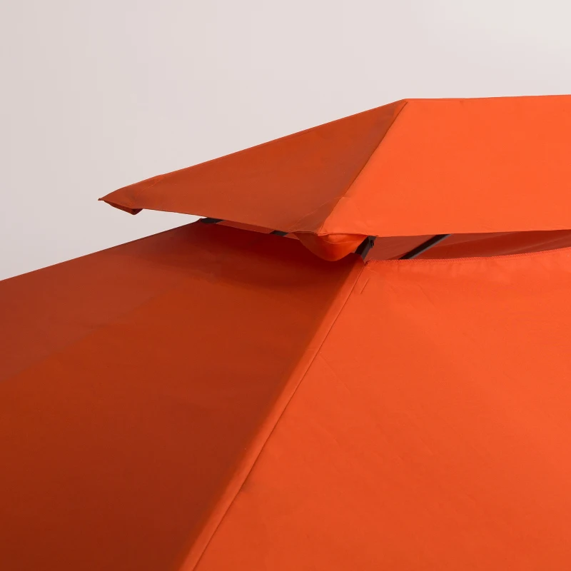Outsunny Vervangend dak voor metalen tuinpaviljoen paviljoen partytent tuintent 3x4m, Oranjerood