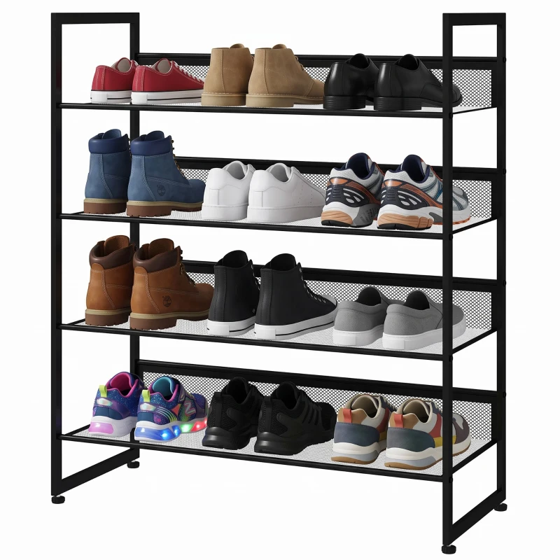 HOMCOM Zapatero, estantería para zapatos, soporte para zapatos, 4 estantes, 72 cm x 30 cm x 82,7 cm, negro