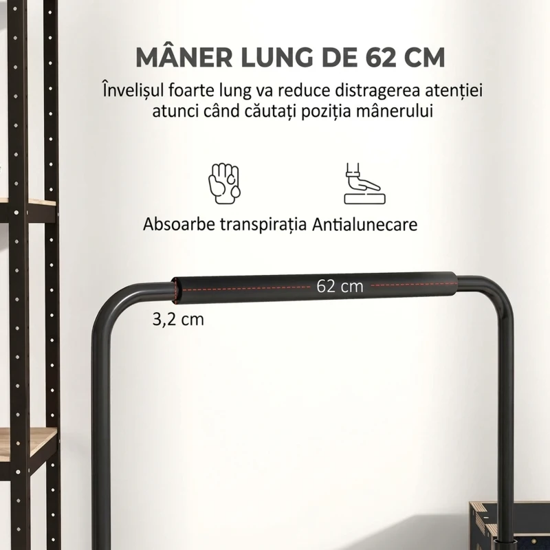 SPORTNOW Set 2 Bare pentru Dips Reglabile pe 4 Niveluri de Înălțime, cu Mânere Antialunecare, Oțel, 70x50x80-105 cm, Negru